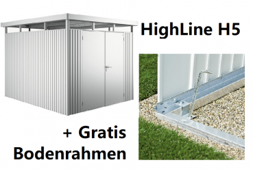 Highline H5 (275 x 315 cm) / silber-metallic / Doppeltür + Alu-Bodenrahmen